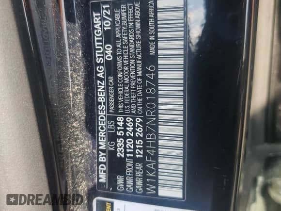 2022 Mercedes-Benz C 300 с VIN W1KAF4HB7NR018746, выставлен на аукционе Copart как лот 71707475 с пробегом 44 096 миль миль и Списание • Salvage title. История ставок и продаж доступна на DreamBid. Изображение 12.