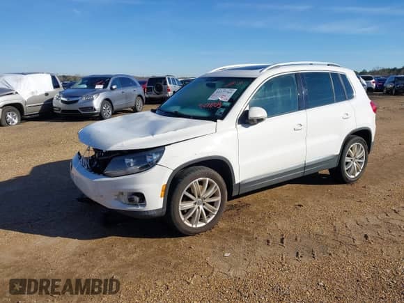 2014 Volkswagen Tiguan SEL with VIN WVGAV3AX8EW538318, listed as a IAAI auction lot 41277703 with 130,827 mi miles and . Bid and sale history available at DreamBid. Image 2.