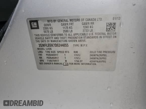 2013 Chevrolet Equinox LT с VIN 2GNFLEEK7D6244855, выставлен на аукционе Copart как лот 82610795 с пробегом 150 950 миль миль и Чистый • Clean title. История ставок и продаж доступна на DreamBid. Изображение 13.