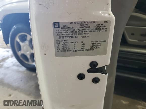 2008 Chevrolet TrailBlazer 2LT with VIN 1GNDS13S782177750, listed as a Copart auction lot 85481355 with 57,499 mi miles and Salvage title. Bid and sale history available at DreamBid. Image 13.