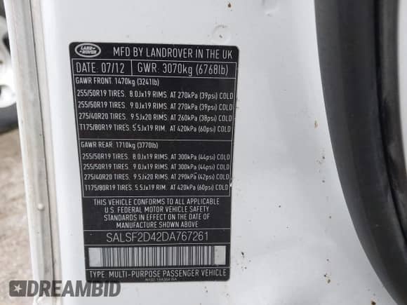 2013 Land Rover Range Rover Sport HSE z VIN SALSF2D42DA767261, wystawiony jako IAAI lot #43098509 z przebiegiem 118 739 mil mil oraz . Historia ofert i sprzedaży dostępna na DreamBid. Obrazek 9.