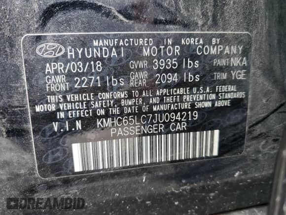 2018 Hyundai Ioniq Blue с VIN KMHC65LC7JU094219, выставлен на аукционе Copart как лот 55613904 с пробегом 51 112 миль миль и Списание • Salvage title. История ставок и продаж доступна на DreamBid. Изображение 14.