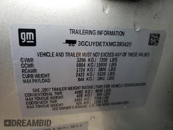 2021 Chevrolet Silverado 1500 LT с VIN 3GCUYDETXMG390420, выставлен на аукционе Copart как лот 84919714 с пробегом 30 745 миль миль и На запчасти • Non repairable. История ставок и продаж доступна на DreamBid. Изображение 10.