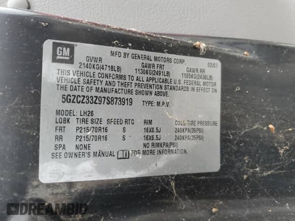 2007 Saturn VUE I4 Hybrid with VIN 5GZCZ33Z97S873919, listed as a Copart auction lot 88230245 with Not provided miles and Salvage title. Bid and sale history available at DreamBid. Image 13.