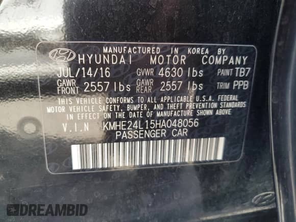 2017 Hyundai Sonata SE с VIN KMHE24L15HA048056, выставлен на аукционе Copart как лот 86791545 с пробегом 76 276 миль миль и Списание • Salvage title. История ставок и продаж доступна на DreamBid. Изображение 12.