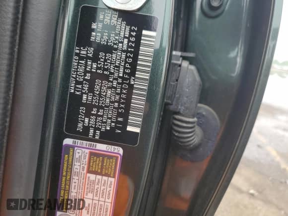 2023 Kia Sorento X-Line SX Prestige with VIN 5XYRKDLF6PG212642, listed as a Copart auction lot 59742535 with 33,439 mi miles and Salvage title. Bid and sale history available at DreamBid. Image 12.