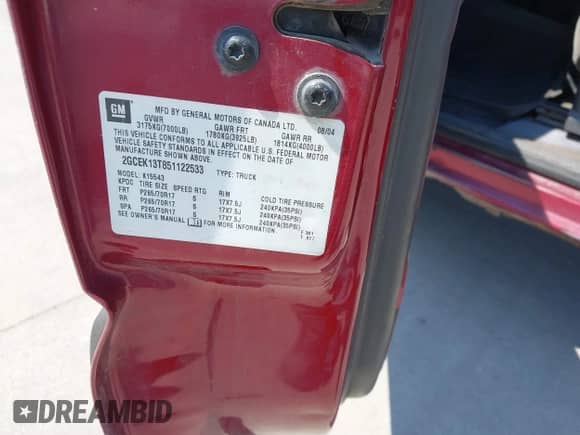 2005 Chevrolet Silverado 1500 LS с VIN 2GCEK13T851122533, выставлен на аукционе IAAI как лот 42938541 с пробегом 319 254 миль миль и . История ставок и продаж доступна на DreamBid. Изображение 9.