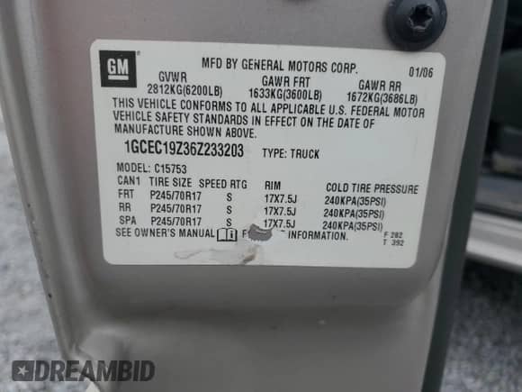 2006 Chevrolet Silverado 1500 LT1 с VIN 1GCEC19Z36Z233203, выставлен на аукционе Copart как лот 58387205 с пробегом 397 311 миль миль и Списание • Salvage title. История ставок и продаж доступна на DreamBid. Изображение 12.