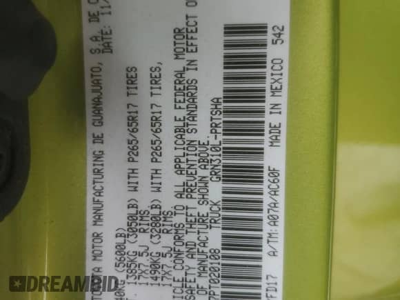 2023 Toyota Tacoma SR5 with VIN 3TYDZ5BN7PT020108, listed as a Copart auction lot 81069145 with 27,371 mi miles and Salvage title. Bid and sale history available at DreamBid. Image 13.