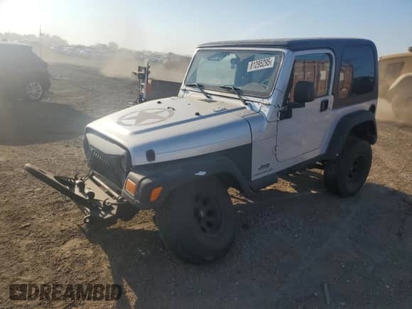 2003 Jeep Wrangler X z VIN 1J4FA39S63P356911, wystawiony jako Copart lot #81295295 z przebiegiem 92 861 mil mil oraz Szkoda całkowita • Salvage title. Historia ofert i sprzedaży dostępna na DreamBid. Obrazek 1.