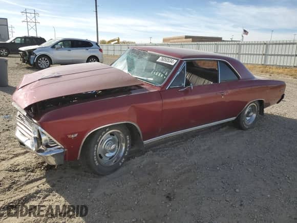 1966 Chevrolet Chevelle with VIN 136176Z153337, listed as a Copart auction lot 76050534 with 79,677 mi miles and Salvage title. Bid and sale history available at DreamBid. Image 1.