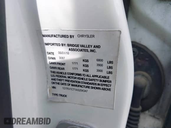 2010 Dodge 1500 Laramie with VIN 1D7RV1CT1AS254347, listed as a IAAI auction lot 43508717 with 155,617 mi miles and . Bid and sale history available at DreamBid. Image 9.