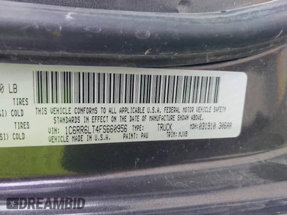 2015 Ram 1500 Big Horn z VIN 1C6RR6LT4FS660956, wystawiony jako IAAI lot #43097619 z przebiegiem 328 879 mil mil oraz . Historia ofert i sprzedaży dostępna na DreamBid. Obrazek 9.