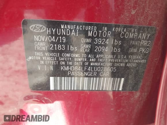 2020 Hyundai Elantra Value Edition with VIN KMHD84LF4LU028605, listed as a IAAI auction lot 43164585 with 139,818 mi miles and . Bid and sale history available at DreamBid. Image 9.