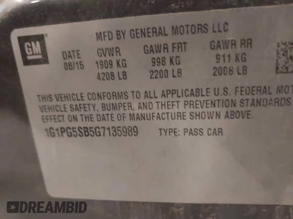 2016 Chevrolet Cruze LTZ с VIN 1G1PG5SB5G7135989, выставлен на аукционе IAAI как лот 43190624 с пробегом 215 455 миль миль и . История ставок и продаж доступна на DreamBid. Изображение 9.