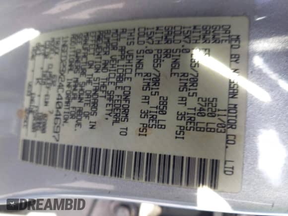 2004 Nissan Frontier XE с VIN 1N6ED29X24C404697, выставлен на аукционе IAAI как лот 43221166 с пробегом 158 035 миль миль и . История ставок и продаж доступна на DreamBid. Изображение 9.