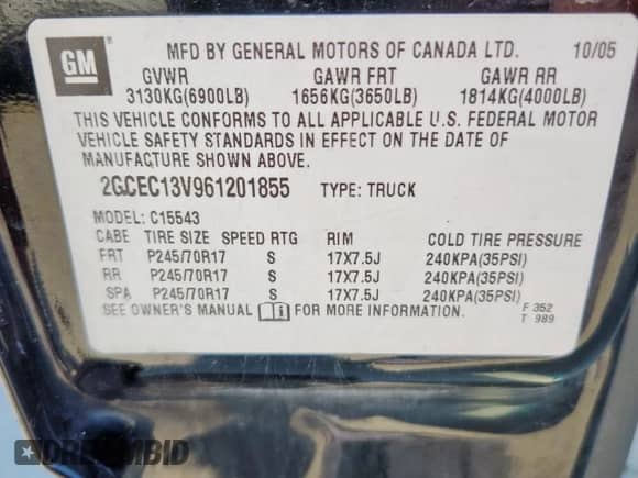 2006 Chevrolet Silverado 1500 LS с VIN 2GCEC13V961201855, выставлен на аукционе Copart как лот 70291815 с пробегом 217 673 миль миль и Списание • Salvage title. История ставок и продаж доступна на DreamBid. Изображение 12.