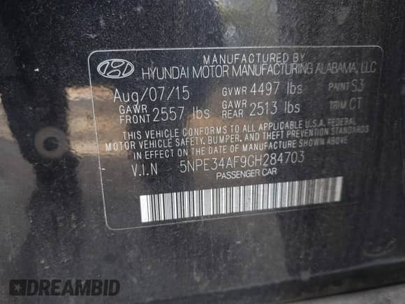 2016 Hyundai Sonata Limited с VIN 5NPE34AF9GH284703, выставлен на аукционе IAAI как лот 43137675 с пробегом 181 905 миль миль и . История ставок и продаж доступна на DreamBid. Изображение 9.