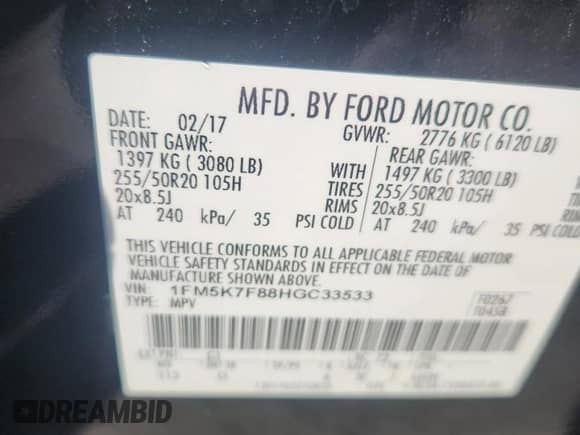 2017 Ford Explorer Limited z VIN 1FM5K7F88HGC33533, wystawiony jako Copart lot #86901325 z przebiegiem Nie podano mil oraz Czysty tytuł • Clean title. Historia ofert i sprzedaży dostępna na DreamBid. Obrazek 13.