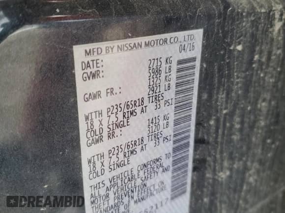 2016 Nissan Pathfinder Platinum with VIN 5N1AR2MM3GC652117, listed as a Copart auction lot 89081845 with 167,454 mi miles and Clean title. Bid and sale history available at DreamBid. Image 13.