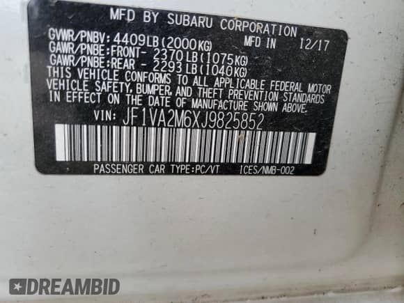 2018 Subaru WRX STI with VIN JF1VA2M6XJ9825852, listed as a Copart auction lot 81615925 with 89,799 mi miles and Clean title. Bid and sale history available at DreamBid. Image 12.