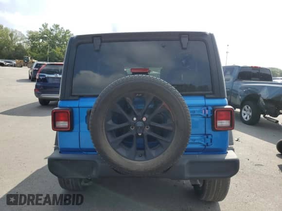 2023 Jeep Wrangler Sport S with VIN 1C4HJXDG7PW677814, listed as a Copart auction lot 67802085 with 28,546 mi miles and Salvage title. Bid and sale history available at DreamBid. Image 6.