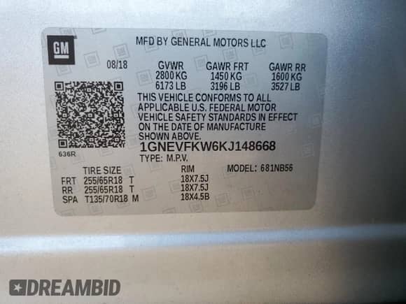 2019 Chevrolet Traverse LS с VIN 1GNEVFKW6KJ148668, выставлен на аукционе Copart как лот 64643125 с пробегом 100 406 миль миль и Списание • Salvage title. История ставок и продаж доступна на DreamBid. Изображение 13.