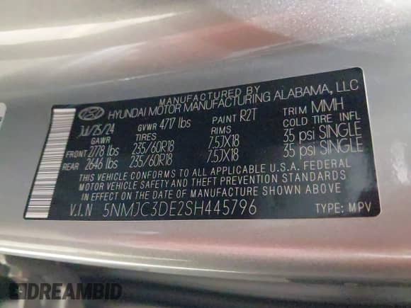 2025 Hyundai Tucson SEL Convenience с VIN 5NMJC3DE2SH445796, выставлен на аукционе IAAI как лот 42216504 с пробегом 11 530 миль миль и . История ставок и продаж доступна на DreamBid. Изображение 9.