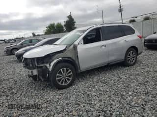 2013 Nissan Pathfinder SV with VIN 5N1AR2MN9DC670240, listed as a Copart auction lot 87021265 with 100,005 mi miles and Salvage title. Bid and sale history available at DreamBid. Image 1.
