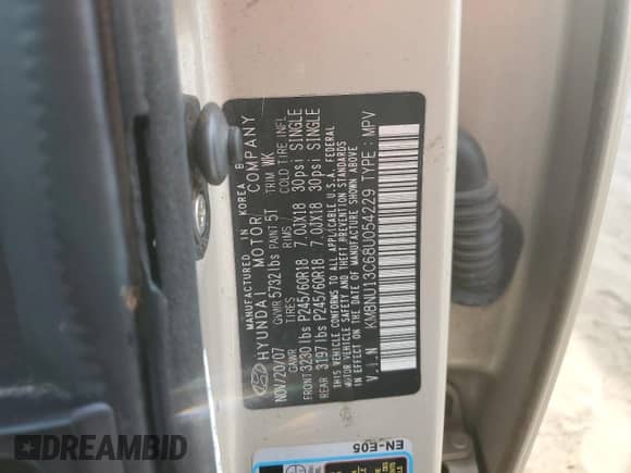 2008 Hyundai Veracruz GLS с VIN KM8NU13C68U054229, выставлен на аукционе Copart как лот 42929985 с пробегом 112 084 миль миль и Чистый • Clean title. История ставок и продаж доступна на DreamBid. Изображение 13.