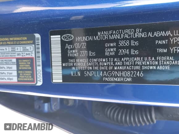 2022 Hyundai Elantra SE с VIN 5NPLL4AG9NH082246, выставлен на аукционе IAAI как лот 42163912 с пробегом 29 195 миль миль и . История ставок и продаж доступна на DreamBid. Изображение 9.