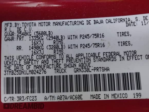 2020 Toyota Tacoma SR5 z VIN 3TMBZ5DN1LM024276, wystawiony jako IAAI lot #41454565 z przebiegiem 76 461 mil mil oraz . Historia ofert i sprzedaży dostępna na DreamBid. Obrazek 9.