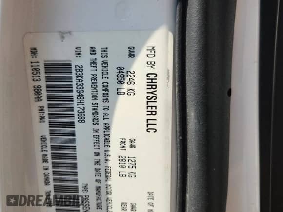 2008 Dodge Charger SXT с VIN 2B3KA33G48H173688, выставлен на аукционе Copart как лот 80503955 с пробегом 184 406 миль миль и Списание • Salvage title. История ставок и продаж доступна на DreamBid. Изображение 13.