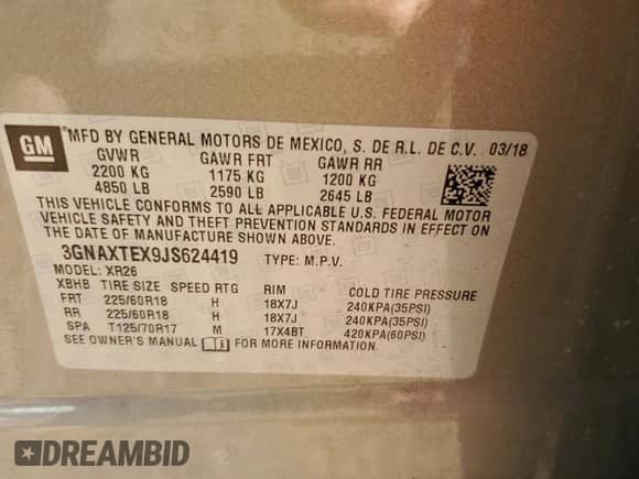 2018 Chevrolet Equinox LT с VIN 3GNAXTEX9JS624419, выставлен на аукционе Copart как лот 80116105 с пробегом 61 950 миль миль и Списание • Salvage title. История ставок и продаж доступна на DreamBid. Изображение 13.