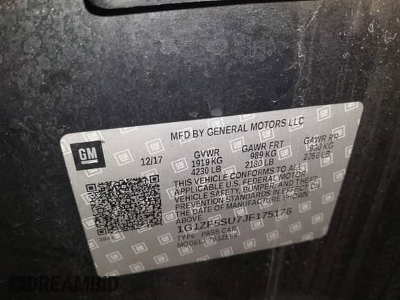 2018 Chevrolet Malibu Hybrid с VIN 1G1ZF5SU7JF175176, выставлен на аукционе IAAI как лот 41629686 с пробегом 105 997 миль миль и . История ставок и продаж доступна на DreamBid. Изображение 9.