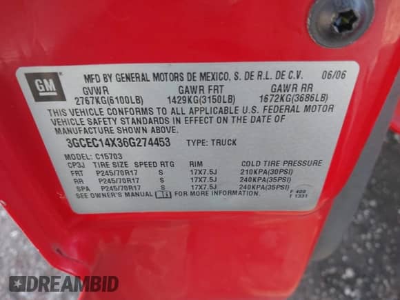 2006 Chevrolet Silverado 1500 Work Truck z VIN 3GCEC14X36G274453, wystawiony jako IAAI lot #42243844 z przebiegiem 177 561 mil mil oraz . Historia ofert i sprzedaży dostępna na DreamBid. Obrazek 9.