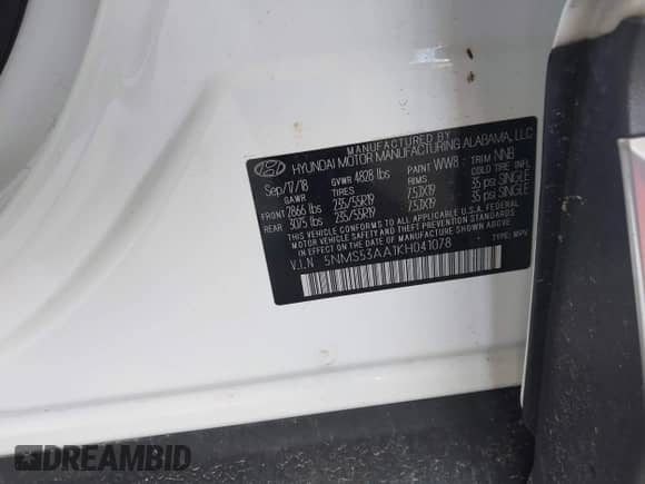 2019 Hyundai Santa Fe Ultimate с VIN 5NMS53AA1KH041078, выставлен на аукционе IAAI как лот 42445855 с пробегом 87 738 миль миль и . История ставок и продаж доступна на DreamBid. Изображение 9.