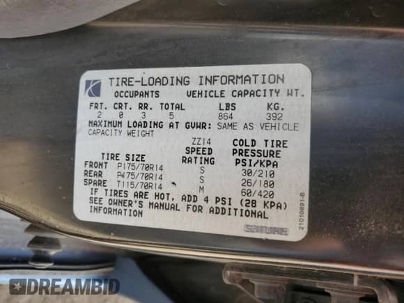 1994 Saturn SL с VIN 1G8ZF559XRZ263772, выставлен на аукционе Copart как лот 58005505 с пробегом 172 362 миль миль и На запчасти • Non repairable. История ставок и продаж доступна на DreamBid. Изображение 12.