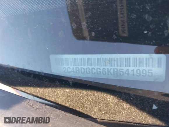 2019 Dodge Grand Caravan SXT z VIN 2C4RDGCG6KR541995, wystawiony jako IAAI lot #43455930 z przebiegiem 181 884 mil mil oraz . Historia ofert i sprzedaży dostępna na DreamBid. Obrazek 9.