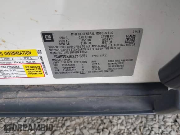 2014 Chevrolet Traverse LT с VIN 1GNKVGKD2EJ273551, выставлен на аукционе IAAI как лот 43012314 с пробегом 91 798 миль миль и . История ставок и продаж доступна на DreamBid. Изображение 9.