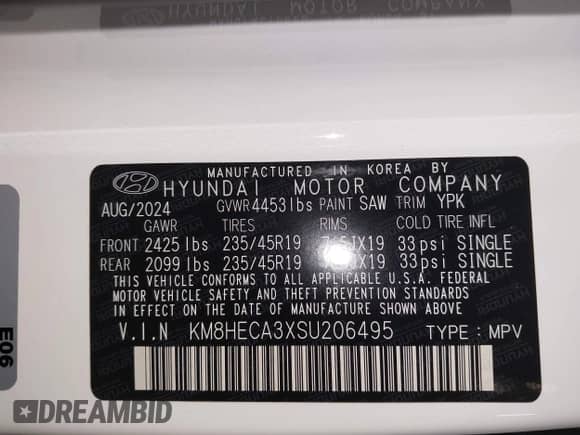 2025 Hyundai Kona Limited с VIN KM8HECA3XSU206495, выставлен на аукционе IAAI как лот 42091818 с пробегом 696 миль миль и . История ставок и продаж доступна на DreamBid. Изображение 9.