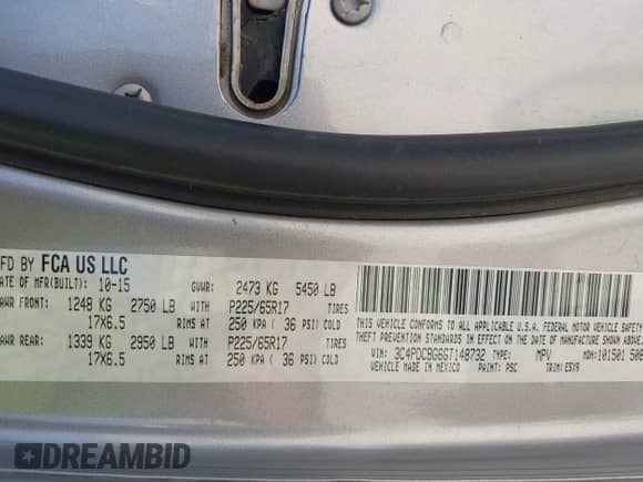 2016 Dodge Journey SXT with VIN 3C4PDCBG6GT148732, listed as a IAAI auction lot 43376877 with 122,944 mi miles and . Bid and sale history available at DreamBid. Image 9.