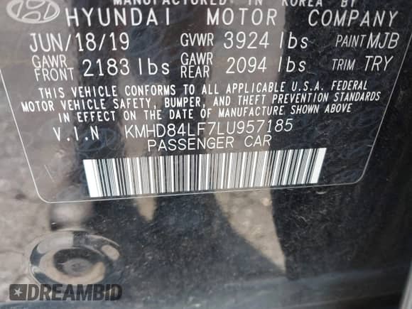 2020 Hyundai Elantra SEL with VIN KMHD84LF7LU957185, listed as a IAAI auction lot 42561461 with 113,763 mi miles and . Bid and sale history available at DreamBid. Image 9.