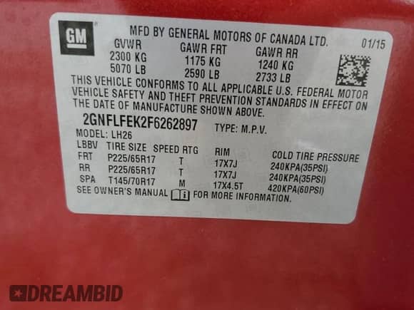 2015 Chevrolet Equinox LT с VIN 2GNFLFEK2F6262897, выставлен на аукционе Copart как лот 82336125 с пробегом 47 479 миль миль и Списание • Salvage title. История ставок и продаж доступна на DreamBid. Изображение 13.