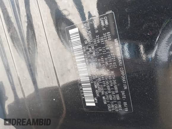 2019 Subaru Ascent Premium z VIN 4S4WMACD0K3483926, wystawiony jako IAAI lot #43180445 z przebiegiem 78 918 mil mil oraz . Historia ofert i sprzedaży dostępna na DreamBid. Obrazek 9.