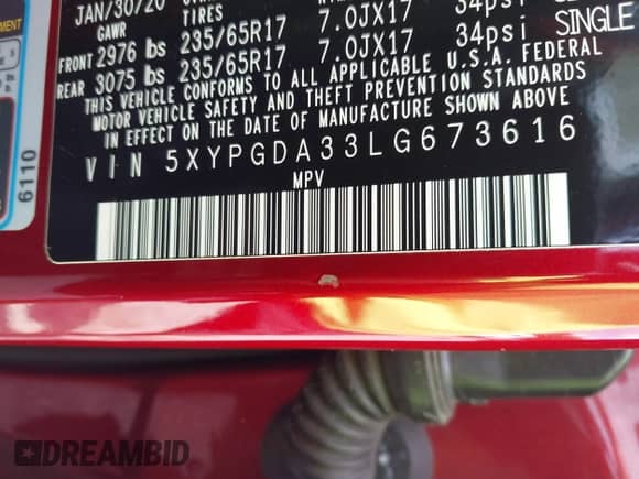 2020 Kia Sorento LX with VIN 5XYPGDA33LG673616, listed as a IAAI auction lot 43097987 with 85,094 mi miles and . Bid and sale history available at DreamBid. Image 9.