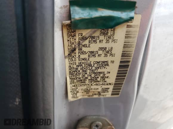 2003 Nissan Frontier XE с VIN 1N6ED29YX3C464606, выставлен на аукционе Copart как лот 85376565 с пробегом 147 872 миль миль и Чистый • Clean title. История ставок и продаж доступна на DreamBid. Изображение 13.