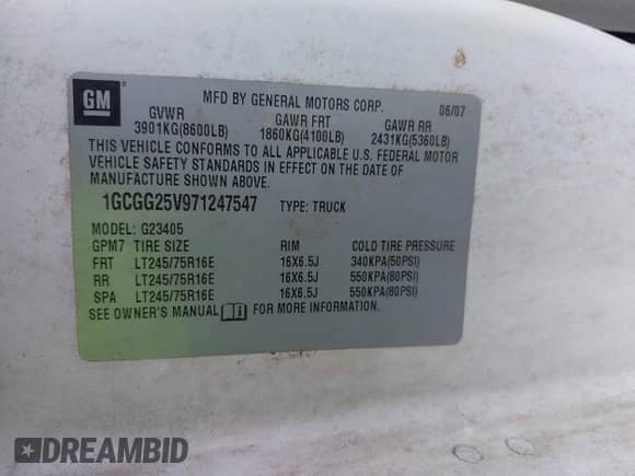 2007 Chevrolet Express Cargo с VIN 1GCGG25V971247547, выставлен на аукционе IAAI как лот 42751619 с пробегом 212 361 миль миль и . История ставок и продаж доступна на DreamBid. Изображение 9.
