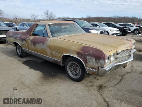 1970 Chevrolet El Camino with VIN 136800L180634, listed as a Copart auction lot 81460444 with 361,224 mi miles and Salvage title. Bid and sale history available at DreamBid. Image 4.