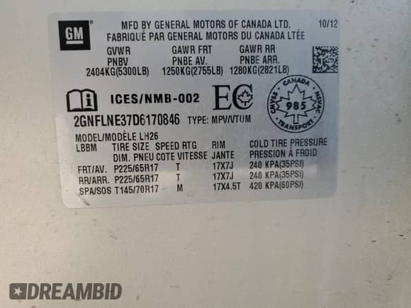 2013 Chevrolet Equinox LT z VIN 2GNFLNE37D6170846, wystawiony jako Copart lot #81599205 z przebiegiem 124 203 mil mil oraz Czysty tytuł • Clean title. Historia ofert i sprzedaży dostępna na DreamBid. Obrazek 13.